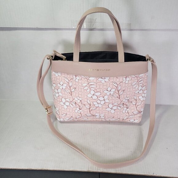 Tommy Hilfiger Pink Casual Professional Floral Shoulder Tote Bag & Card Holder - Picture 1 of 16